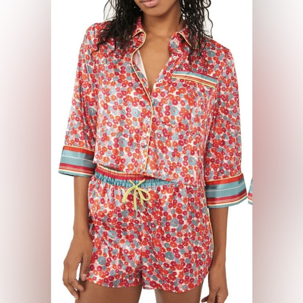 Free People PILLOW TALK PJ SET in poppy red